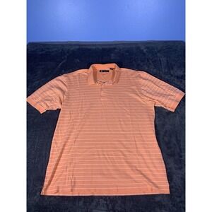 Oxford Golf Orange Striped Polo Performance Shirt Men's Size XL